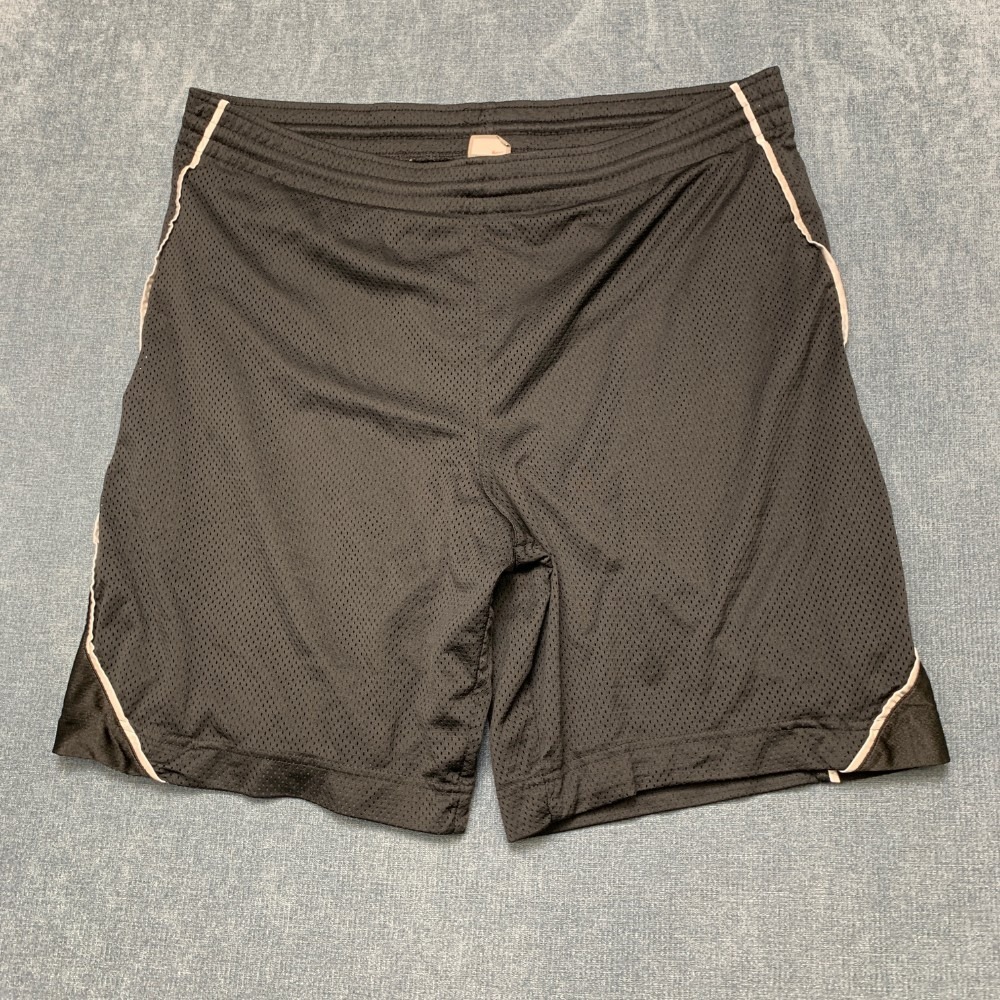 Nike Athletic Mesh Shorts Mens Medium Black Swoosh Logo Elastic Waist Running